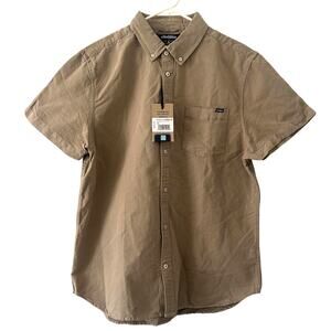 Chubbies Men's The Expert Canvas Friday Shirt Cotton Linen Blend Tan L Large New